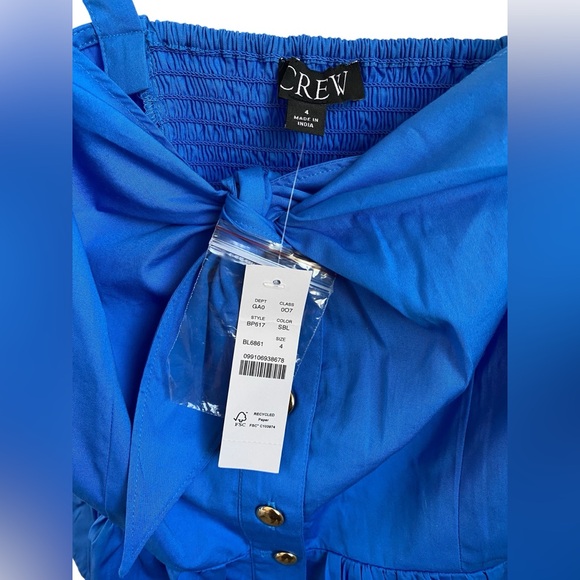 J. Crew Tie-Front Button-Up Peplum Top in Cotton Poplin NWT Size 4 - Picture 10 of 11